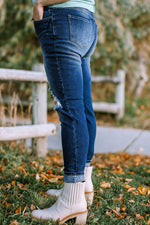 Load image into Gallery viewer, Plus Size Button Fly Distressed Jeans Pants
