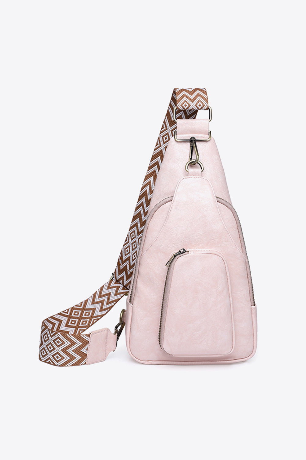 Structured Faux Leather Sling Shoulder Bag