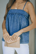 Load image into Gallery viewer, Smocked Adjustable Strap Denim Cami
