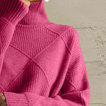 Load image into Gallery viewer, Geometric Turtleneck Long Sleeve Sweater- Fall Knit
