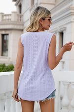 Load image into Gallery viewer, Eyelet V-Neck Tank
