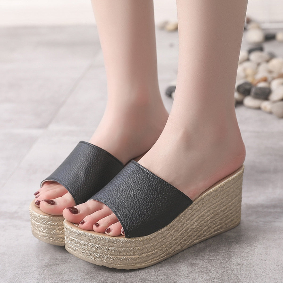 Espadrille Platform Slide Sandal