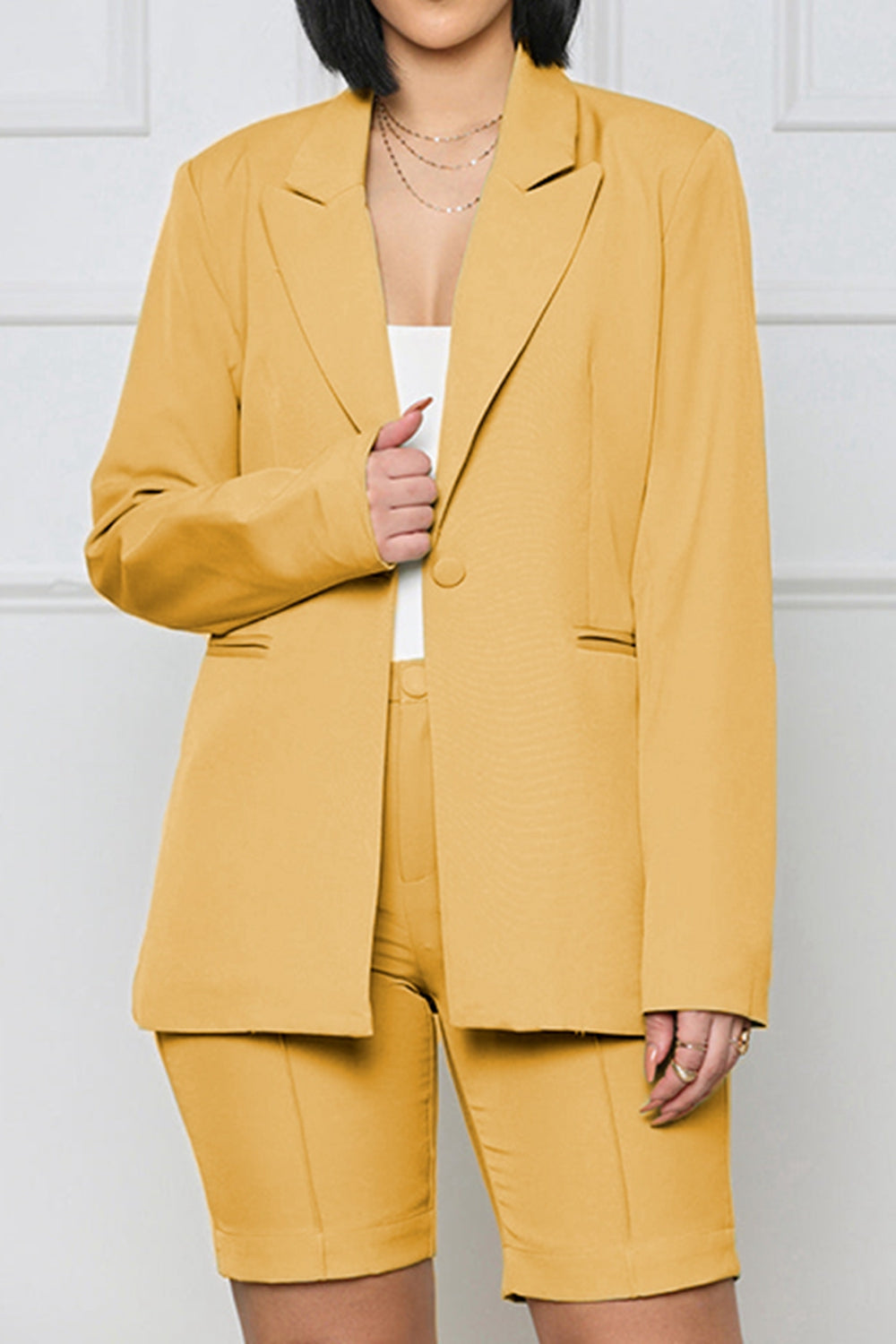 Long Sleeve Blazer & Shorts Set
