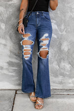 Load image into Gallery viewer, Distressed High Waist Flare Jeans Pants

