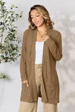 Load image into Gallery viewer, Ribbed Open Front Cardigan with Pockets
