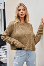 Load image into Gallery viewer, Cable-Knit Round Neck Sweater
