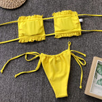 Load image into Gallery viewer, Frill Trim Ruched Bikini Set
