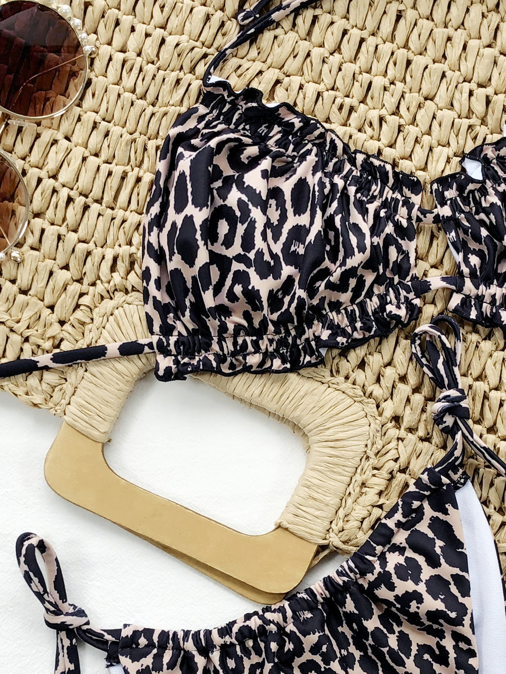 Frill Halter Neck Tie Side Bikini Set