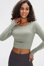 Load image into Gallery viewer, Long Sleeve Cropped Top With Sports Strap
