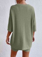 Load image into Gallery viewer, Ribbed Round Neck Top and Shorts Set
