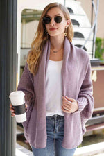 Load image into Gallery viewer, Double Take Dolman Sleeve Open Front Ribbed Trim Longline Cardigan
