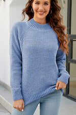Load image into Gallery viewer, Waffle-Knit Round Neck Reglan Sleeve Sweater
