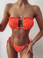 Load image into Gallery viewer, Frill Trim Ruched Bikini Set
