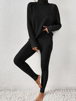 Load image into Gallery viewer, Ribbed Turtleneck Top and Pants Set
