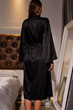 Load image into Gallery viewer, Leopard Tie Waist Satin Robe
