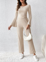 Load image into Gallery viewer, Ribbed Flare Sleeve Top and Pants Set
