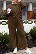 Load image into Gallery viewer, Textured Long Sleeve Top and Drawstring Pants Set
