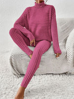 Load image into Gallery viewer, Ribbed Turtleneck Top and Pants Set
