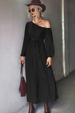 Load image into Gallery viewer, Belted One-Shoulder Maxi Dress
