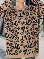 Load image into Gallery viewer, Leopard Round Neck Tunic Sweater
