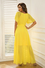 Load image into Gallery viewer, Tie Waist Flutter Sleeve Maxi Dress
