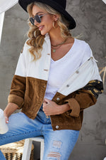 Load image into Gallery viewer, Leopard Color Block Button-Up Corduroy Shacket
