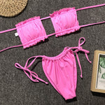 Load image into Gallery viewer, Frill Trim Ruched Bikini Set
