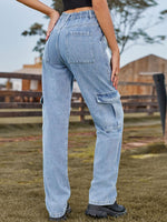 Load image into Gallery viewer, High Waist Cargo Jeans Pants

