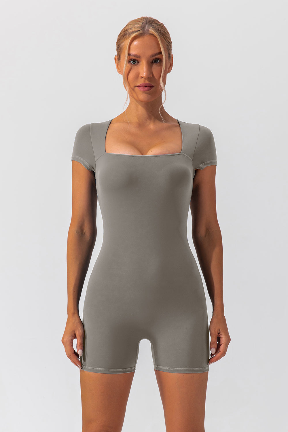 Square Neck Short Sleeve Active Romper