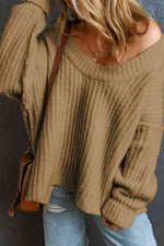 Load image into Gallery viewer, Ribbed Round Neck Dropped Shoulder Sweater
