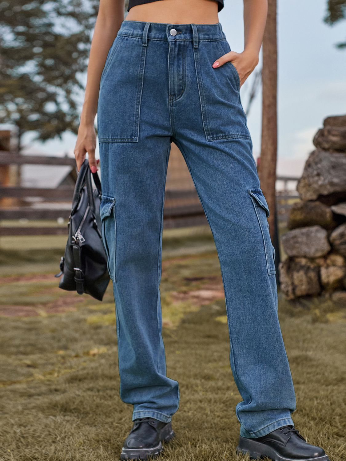 High Waist Wide Leg Cargo Pants
