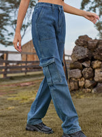 Load image into Gallery viewer, High Waist Cargo Jeans Pants

