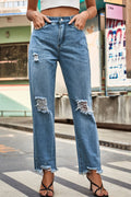 Distressed Buttoned Loose Fit Pants
