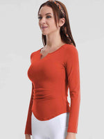 Load image into Gallery viewer, Notched Neck Ruched Sports Top
