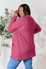 Load image into Gallery viewer, Ribbed Open Front Cardigan with Pockets
