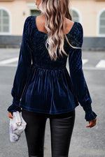 Load image into Gallery viewer, Smocked Square Neck Long Sleeve Blouse
