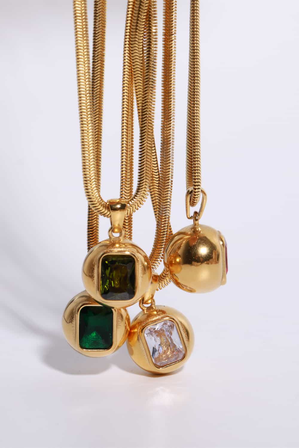 Zircon 18K Gold-Plated Geometrical Pendant Necklace