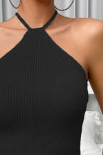Load image into Gallery viewer, Halter Neck Ribbed Cropped Knit Top
