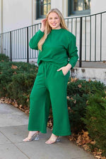 Load image into Gallery viewer, Textured Long Sleeve Top and Drawstring Pants Set
