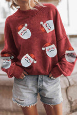 Load image into Gallery viewer, Sequin Santa Patch Round Neck Sweatshirt
