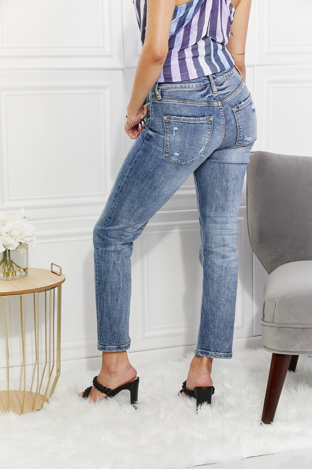 High Rise Slim Straight Jeans