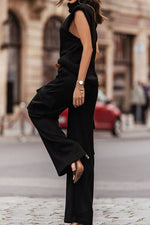 Load image into Gallery viewer, Turtleneck Sleeveless Top and Pocketed Pants Set
