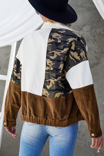 Load image into Gallery viewer, Leopard Color Block Button-Up Corduroy Shacket
