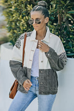 Load image into Gallery viewer, Leopard Color Block Button-Up Corduroy Shacket
