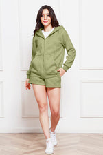 Load image into Gallery viewer, Zip Up Drawstring Hoodie and Shorts Set
