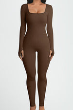 Load image into Gallery viewer, Square Neck Long Sleeve Active Jumpsuit
