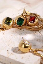 Load image into Gallery viewer, Zircon 18K Gold-Plated Geometrical Pendant Necklace – Available in Olive, Deep Red, Transparent, and Green
