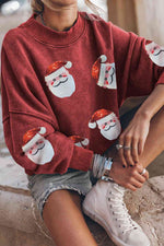 Load image into Gallery viewer, Sequin Santa Patch Round Neck Sweatshirt
