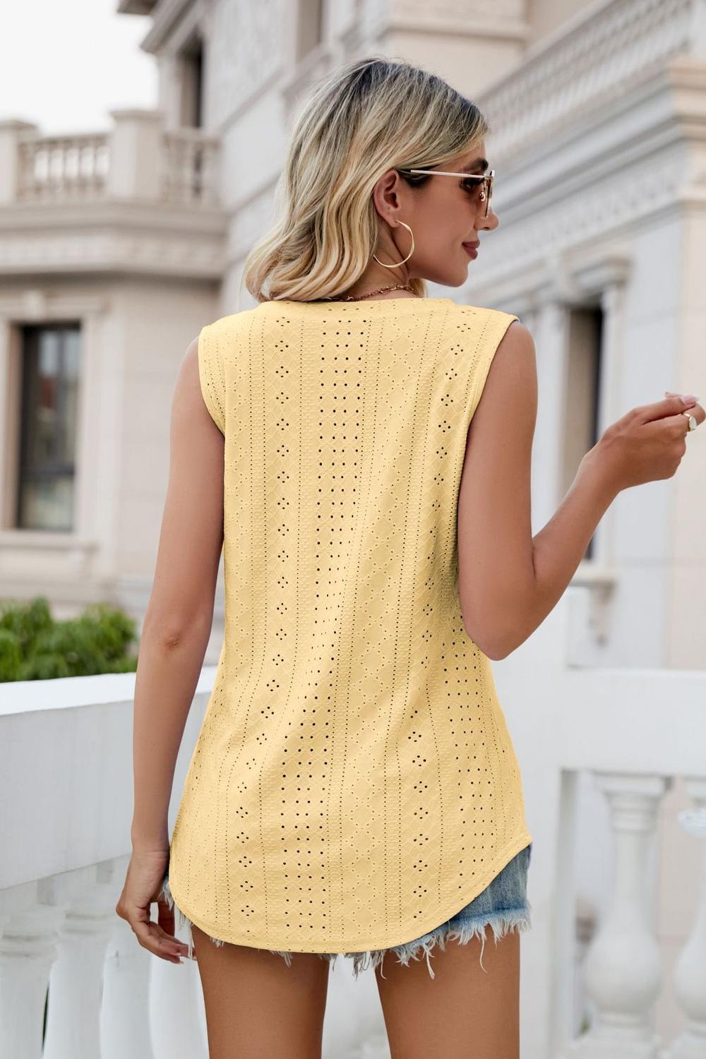 Eyelet V-Neck Tank Top