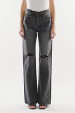 Load image into Gallery viewer, High Waist Distressed Knee Jeans Pants
